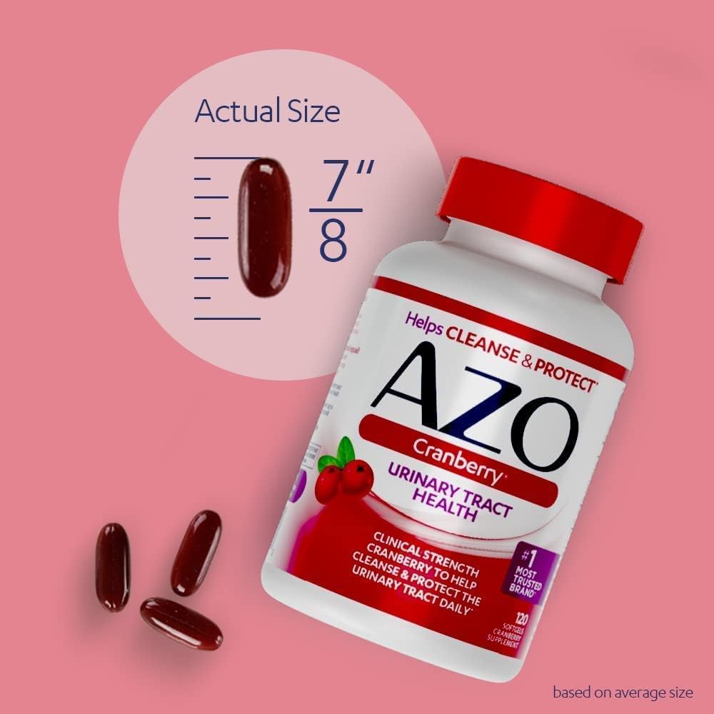 AZO Cranberry Urinary Tract Health Supplement Actual Size