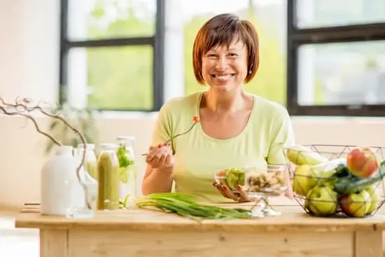 older woman eating healthy food