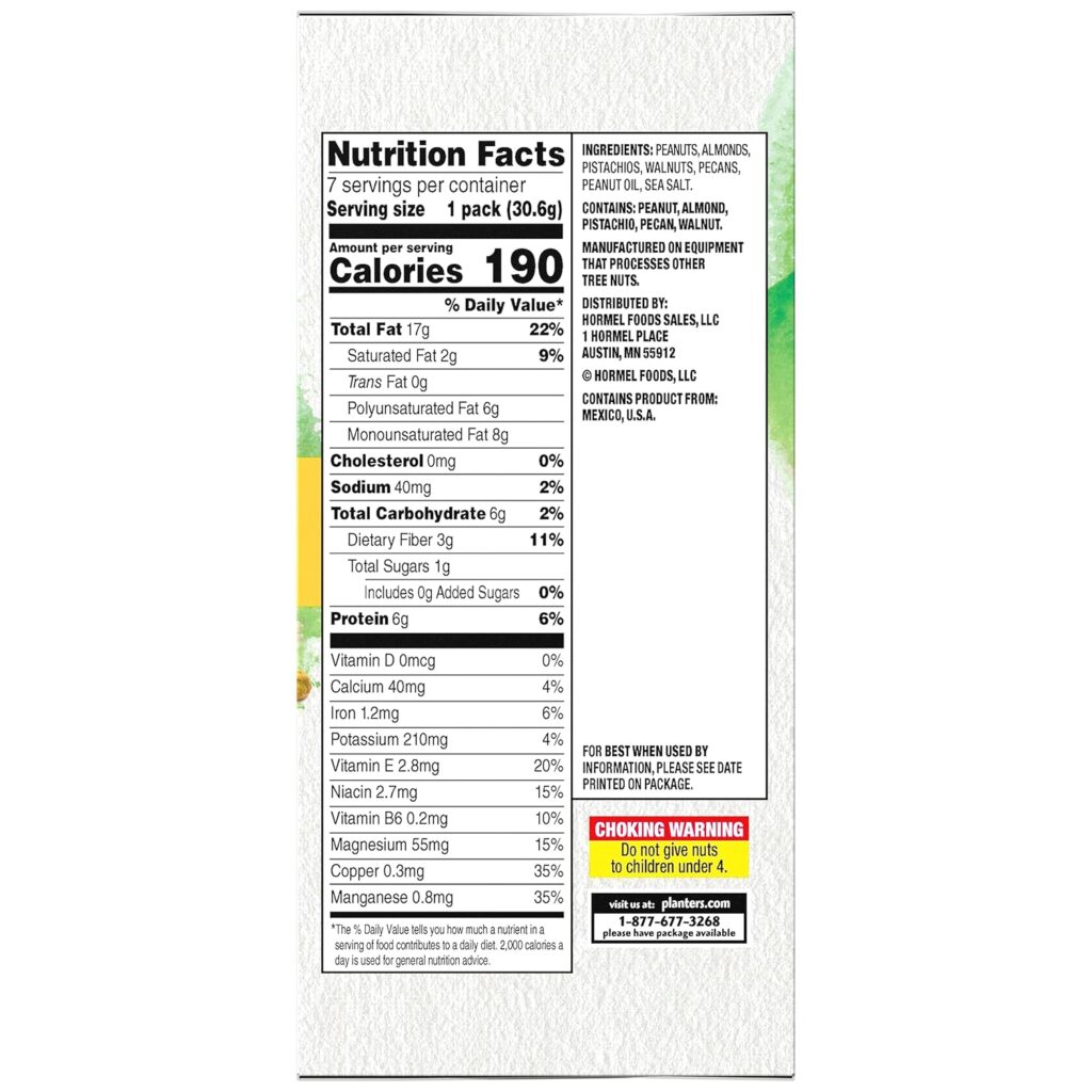 PLANTERS NUT-rition Heart Healthy Mix with Walnuts Nutritional Facts