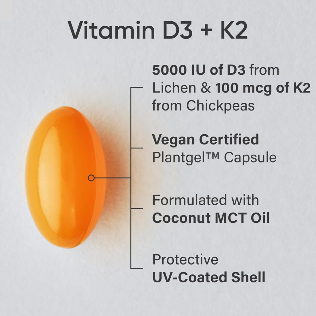 Vitamin D3 + K2 Vegan Supplement for Immune & Bone Health