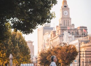 older women exercising in city