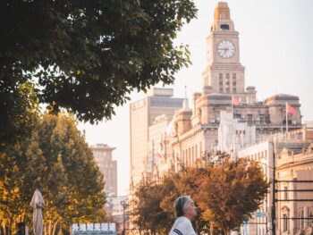 older women exercising in city